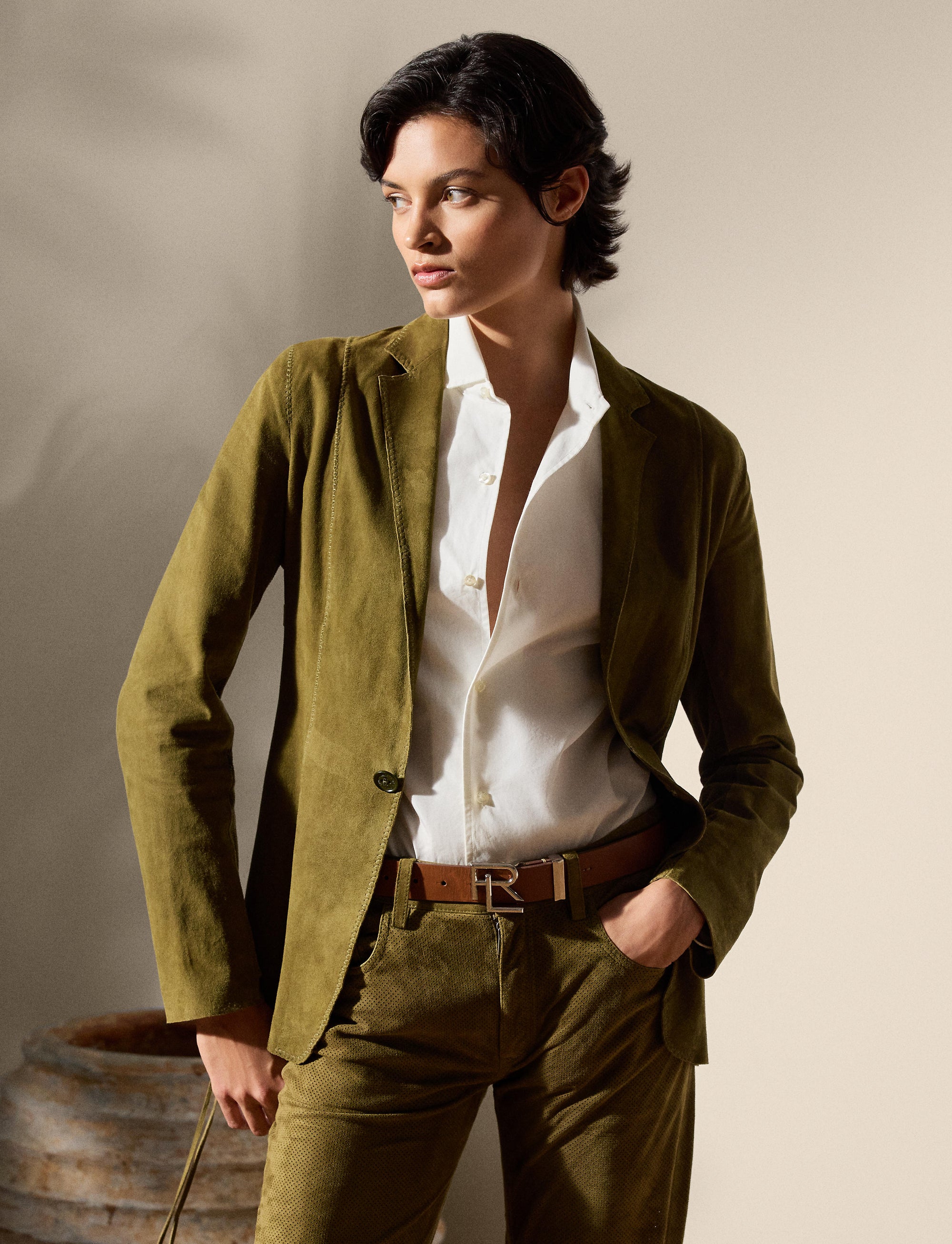 Veste Jessamine en cuir - Moss