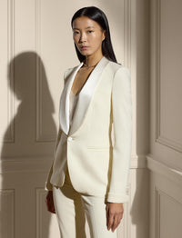 Veste de smoking Sawyer en crêpe de laine - Lux Cream