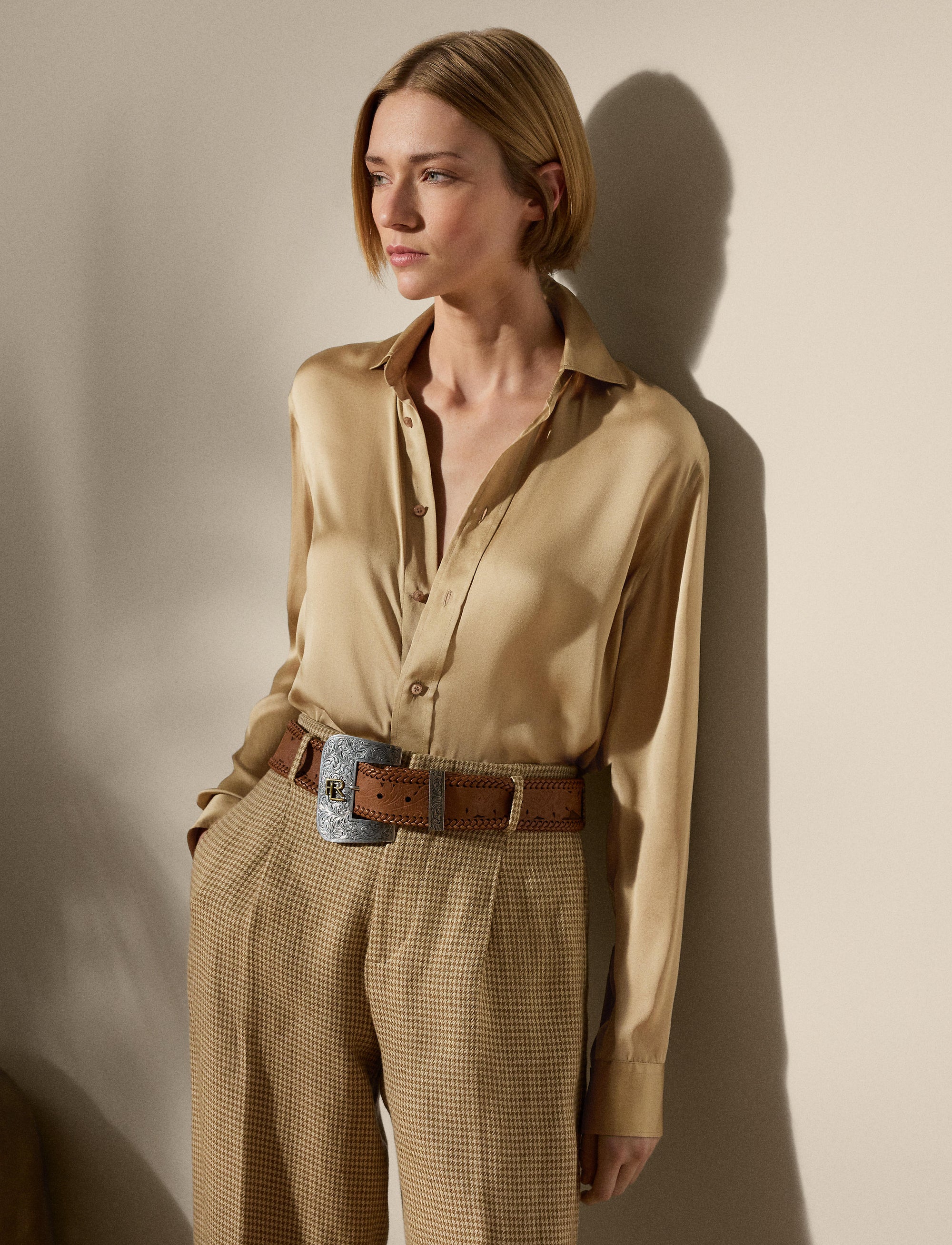 Chemise Adrien Relaxed en soie - Lux Tan
