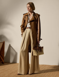 Greer silk twill and linen blend trousers with darts - Lux Tan