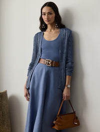Pull cardigan torsadé en soie - Cornflower