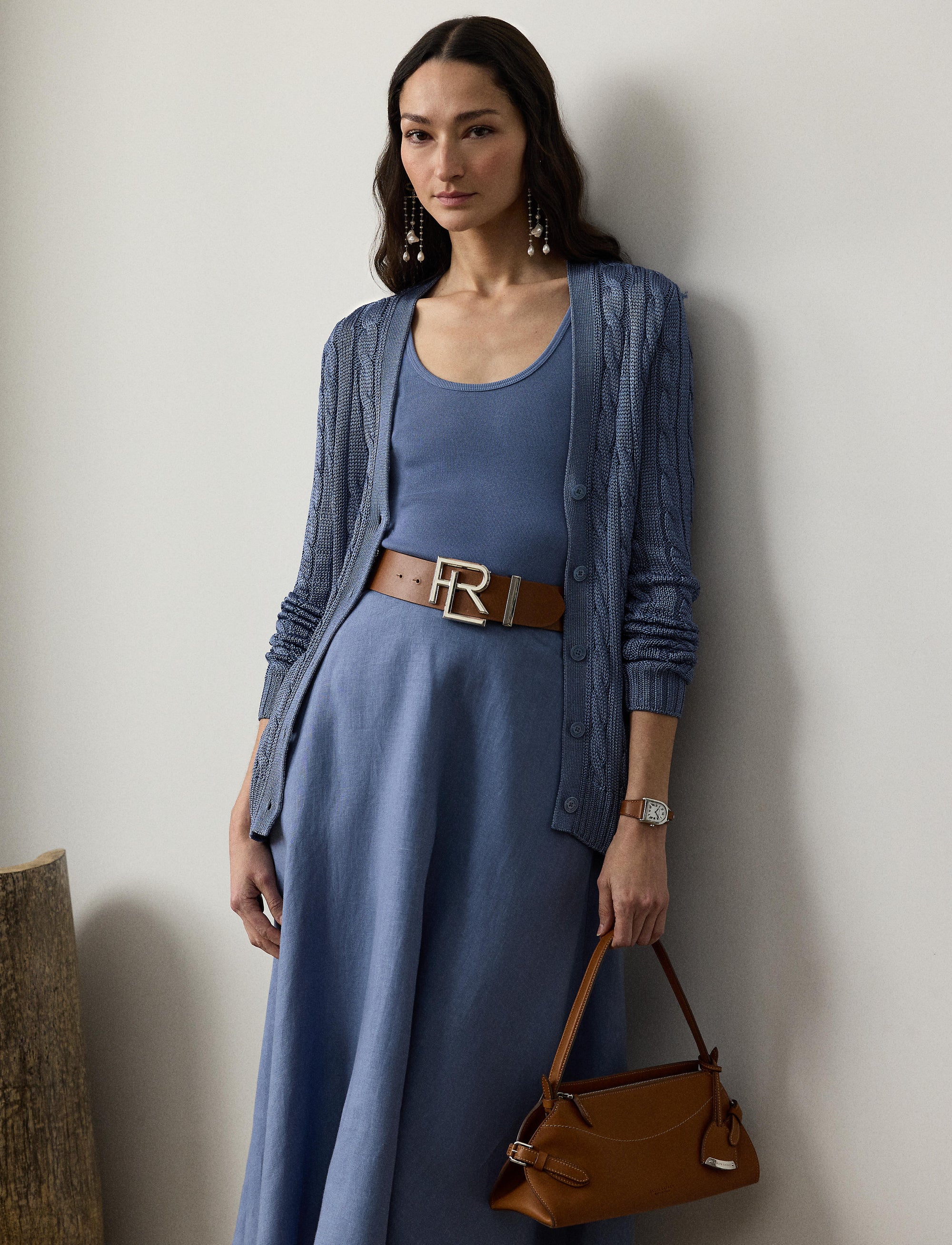 Pull cardigan torsadé en soie - Cornflower