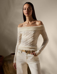 Pull épaules dégagées en cachemire - Lux Cream