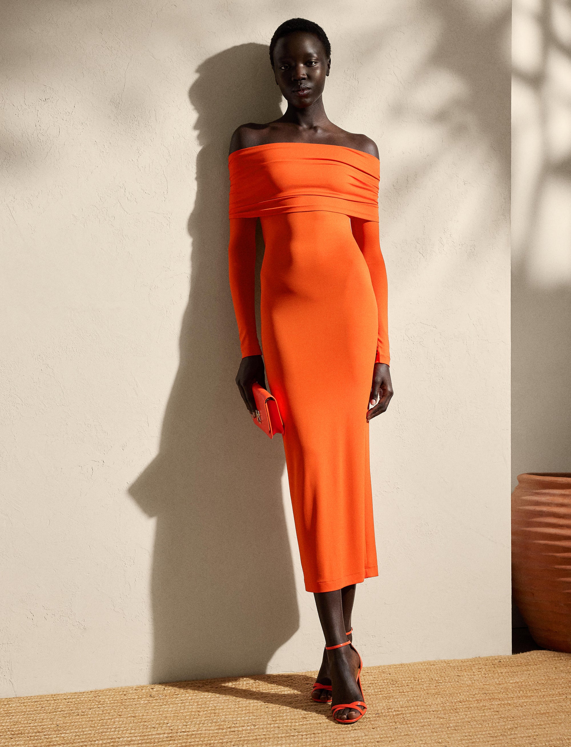 Robe de cocktail épaules dégagées - Bright Orange