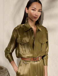 Chemise Natalie en satin métallisé - Dusty Sage
