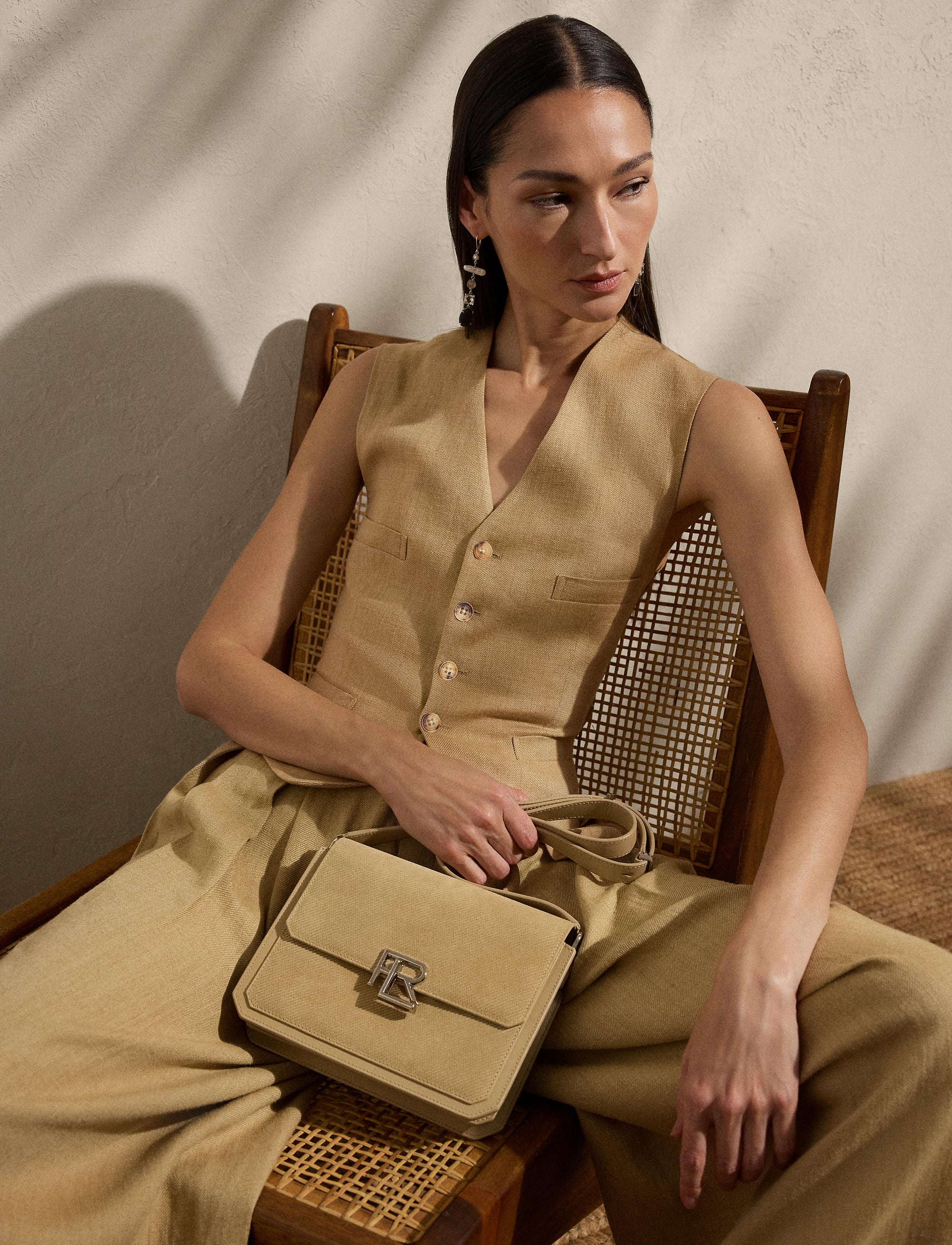 Gilet Jaiden en sergé de soie et de lin mélangé - Lux Tan