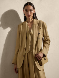 Veste Russell en sergé de soie et de lin mélangé - Lux Tan