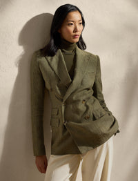 Richie Prince of Wales jacket in mixed linen - Tan & Moss