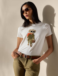T-shirt Aviator Polo Bear en coton - Ecru
