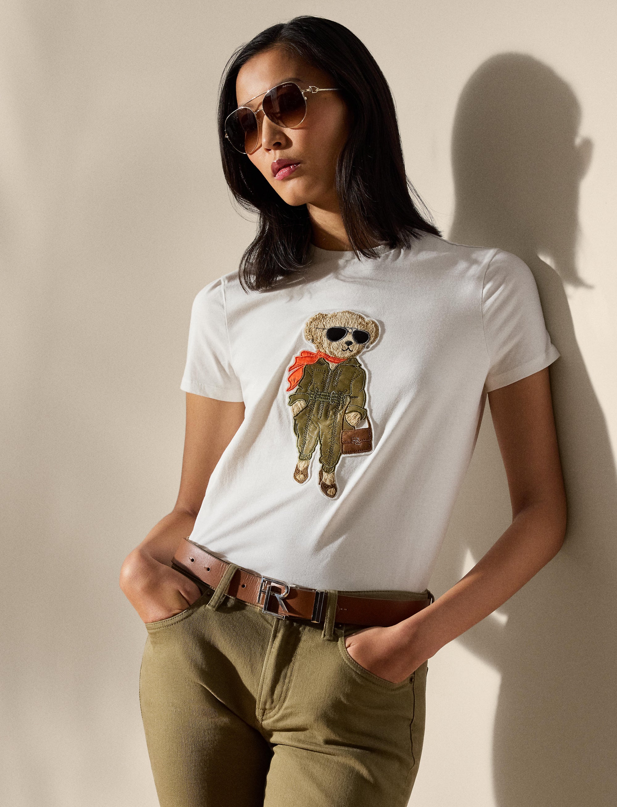 T-shirt Aviator Polo Bear en coton - Ecru