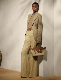 Pantalon Dean en sergé de soie et de lin mélangé - Lux Tan