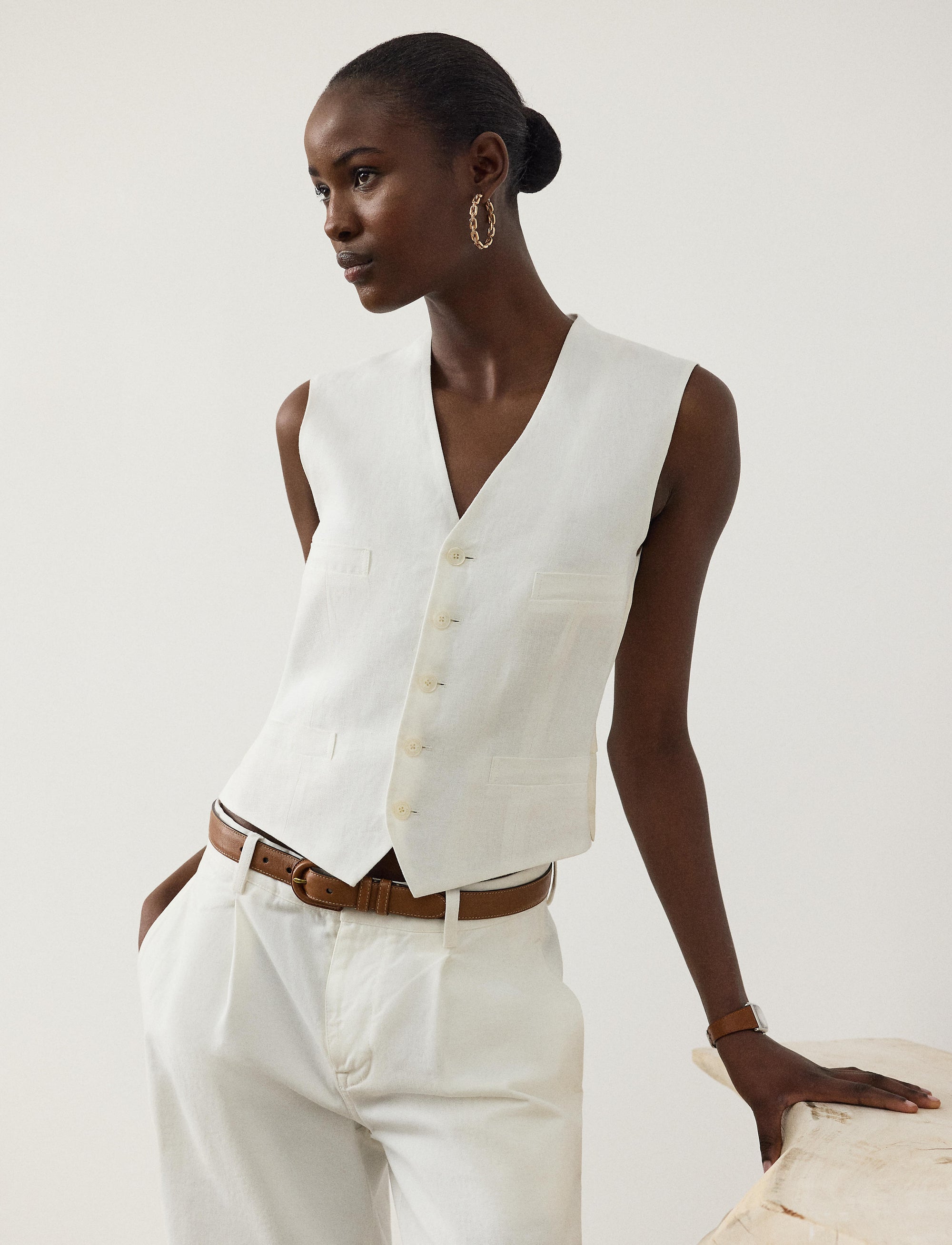 Gilet Jaiden en lin - Cream