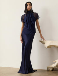 Jupe Masina en charmeuse - Lux Navy