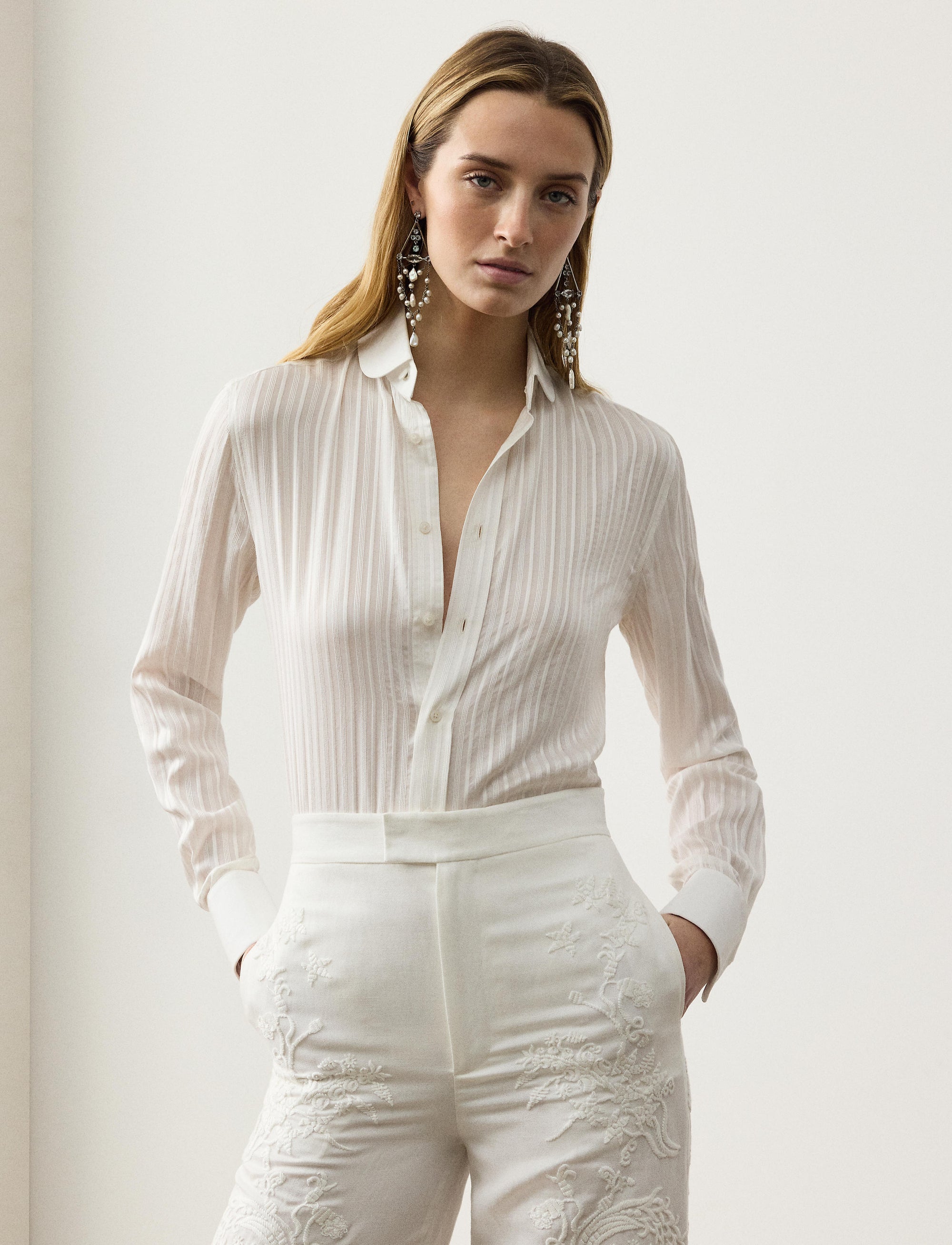 Cormac striped silk shirt - Cream