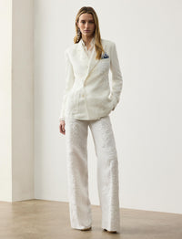 Dean embroidered trousers in micro-piqué - Cream