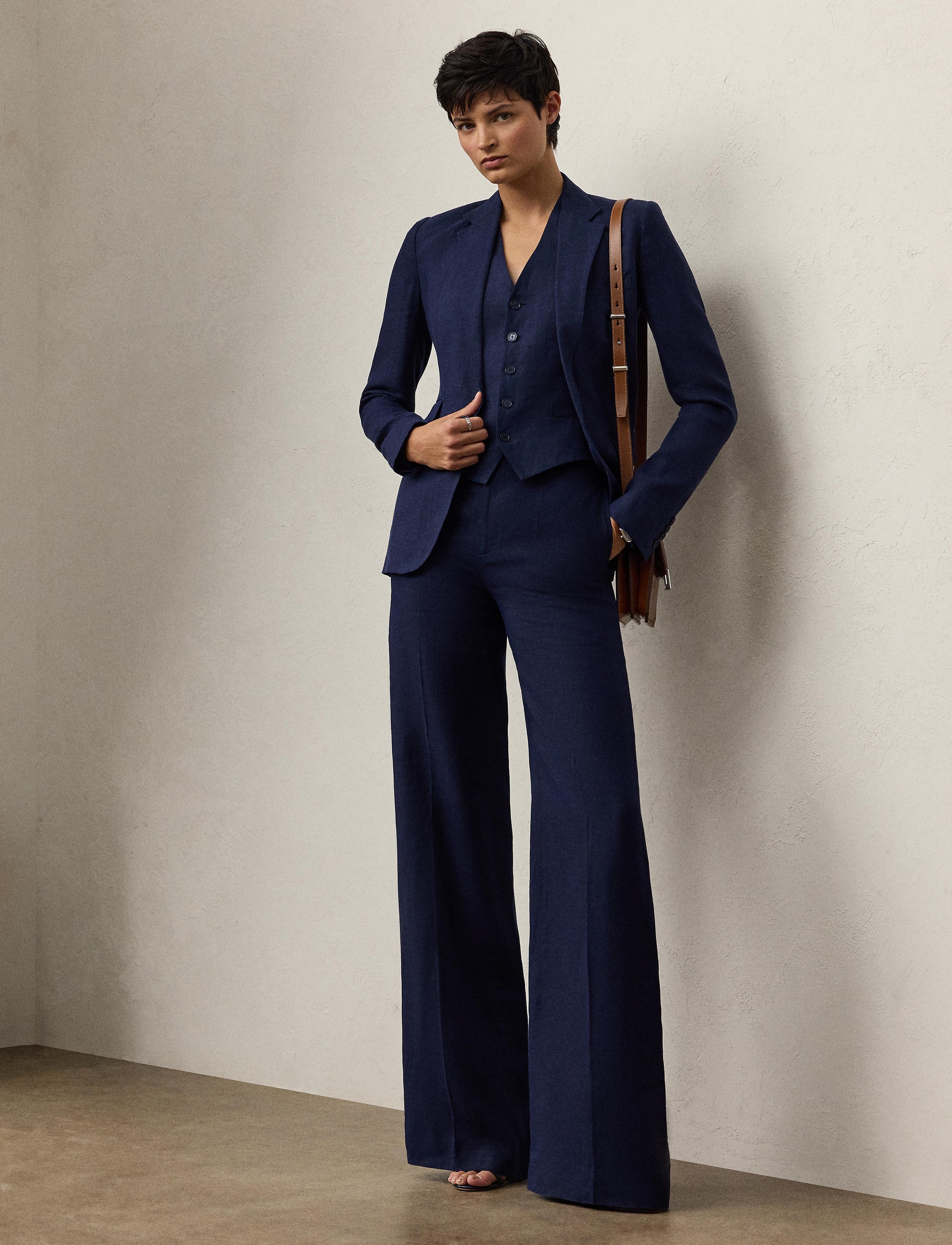 Dean trousers in linen - Lux Navy