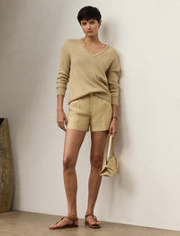 Denise shorts in linen - Light Sand