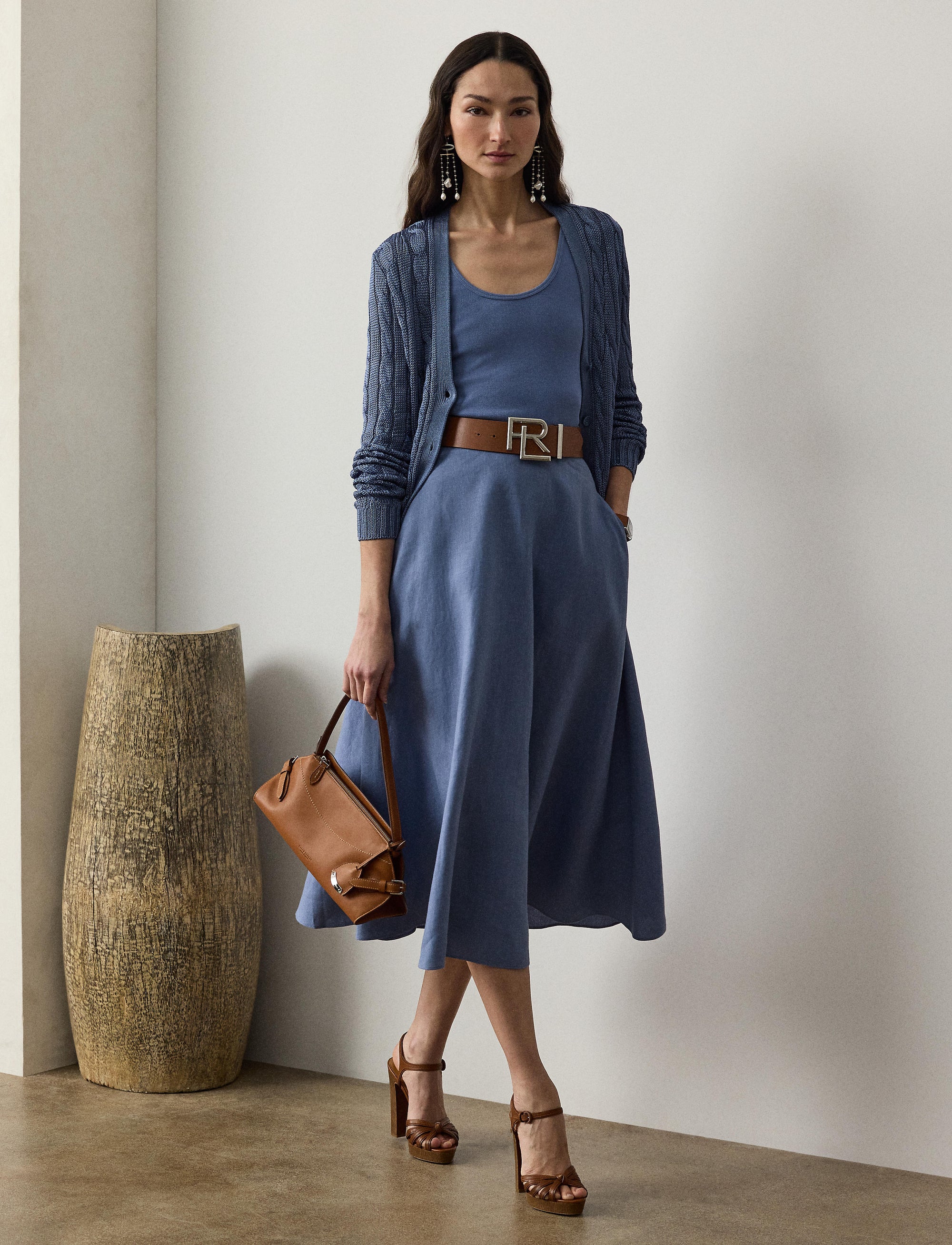 Erica skirt in linen - Cornflower