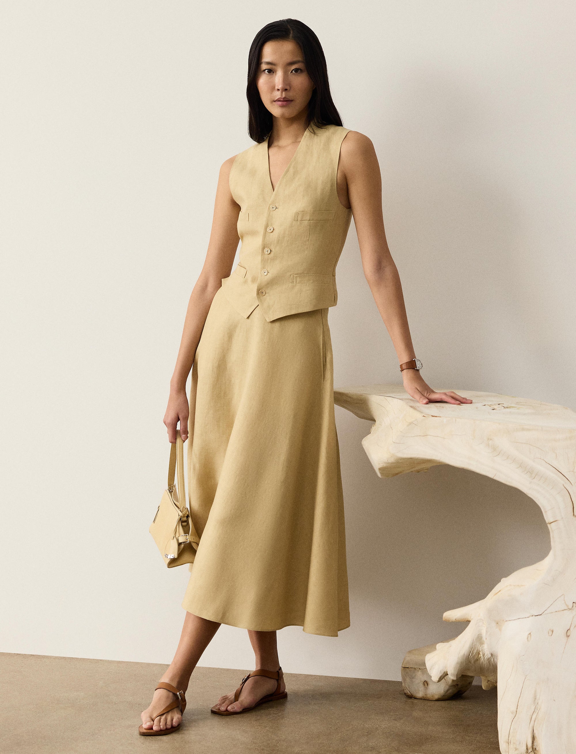 Erica skirt in linen - Light Sand