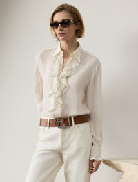 Addison ruffled silk shirt - Cream