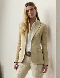 Veste Safia en soie et tweed de lin mélangé - Light Tan & Multicolore