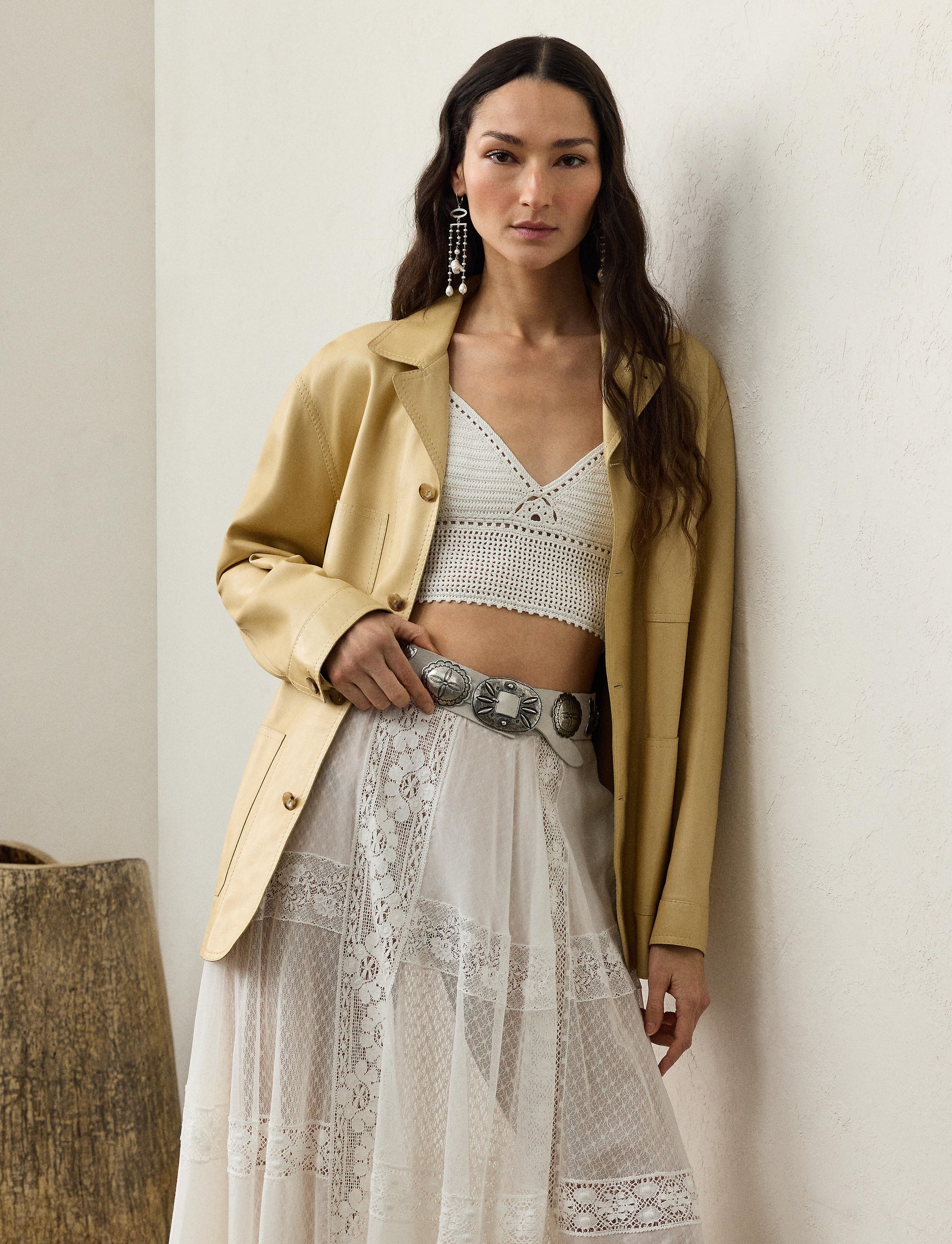 Veste Adrianna en cuir - Light Sand