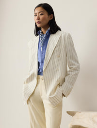 Veste Bennet rayée délavée en lin et laine mélangé - Cream & Lux Navy