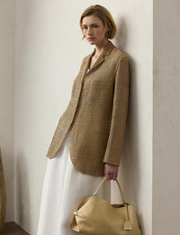 Blazer Lydia à double boutonnage en cuir - Sable