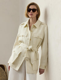 Veste de treillis Sydney en lin - Lux Cream