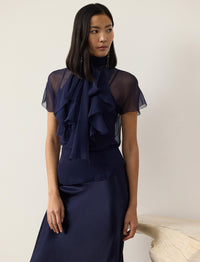 Blouse Etta en mousseline de soie lavée - Lux Navy