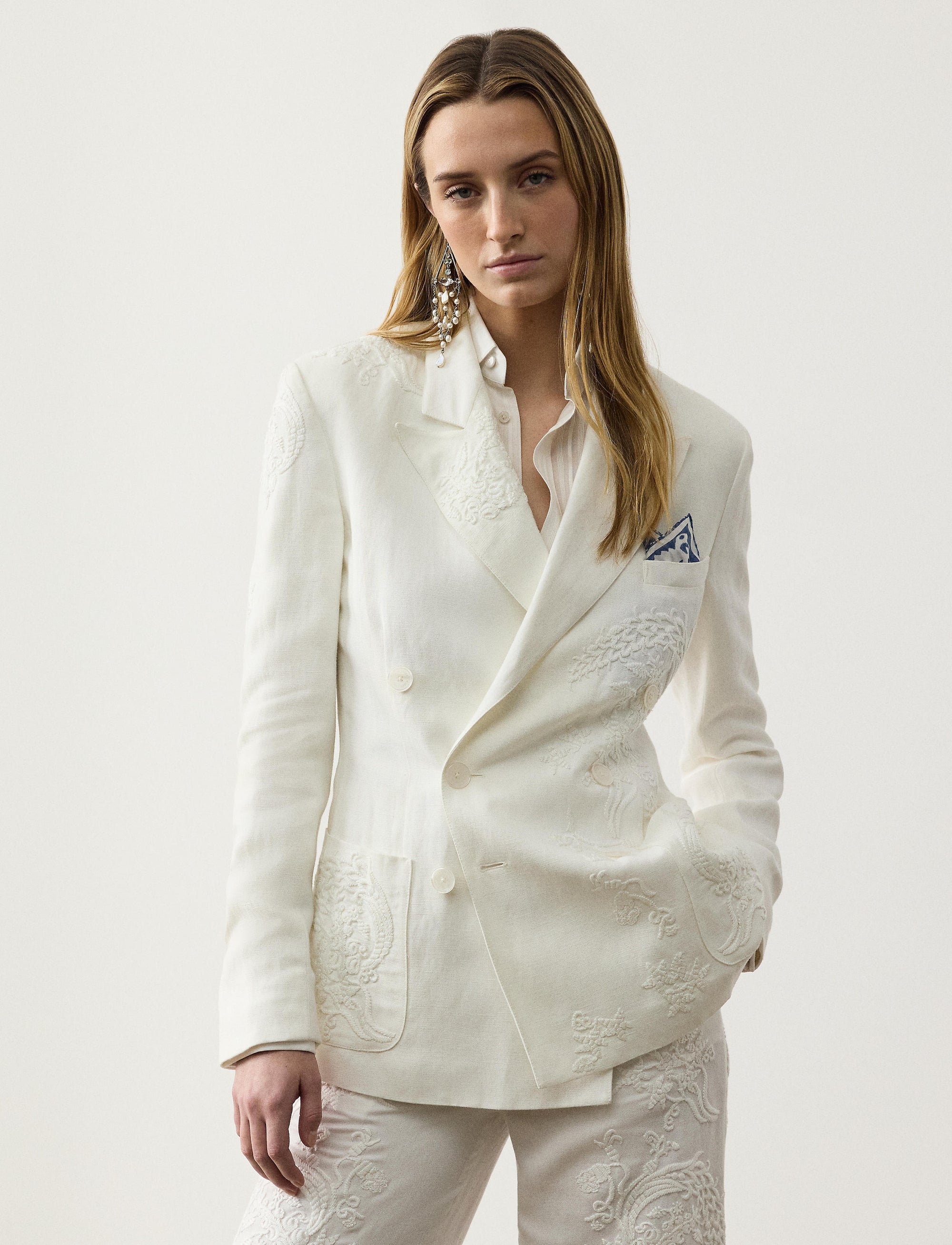Veste Collen brodée en micro-piqué - Cream