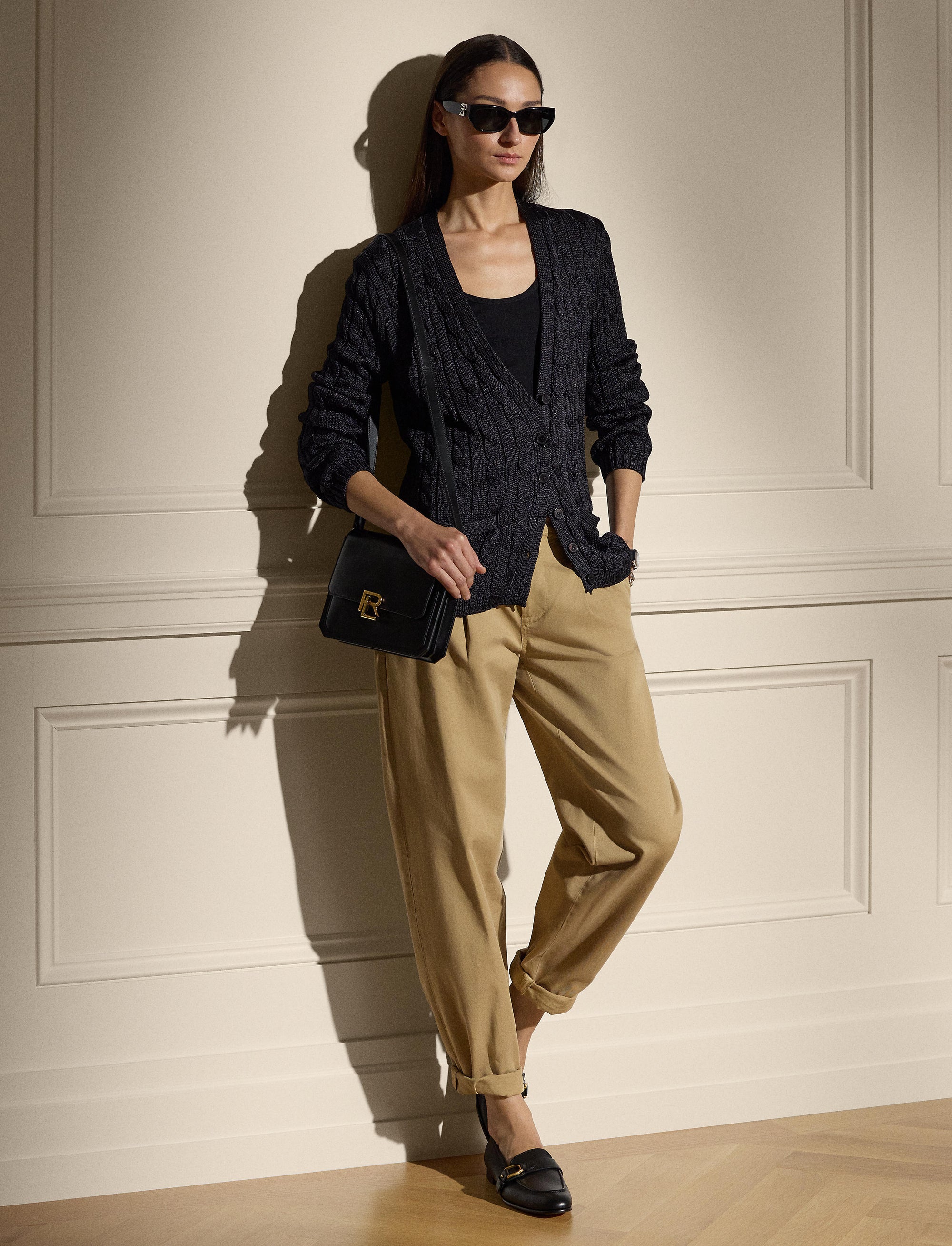Fallon pleated trousers in cotton chino - Lux Tan