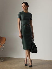 Robe Bethanne en cuir - Dark Racing Green