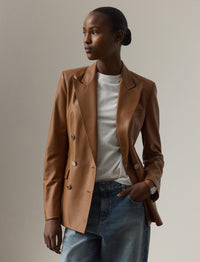 Veste Camden en cuir - Light Toffee