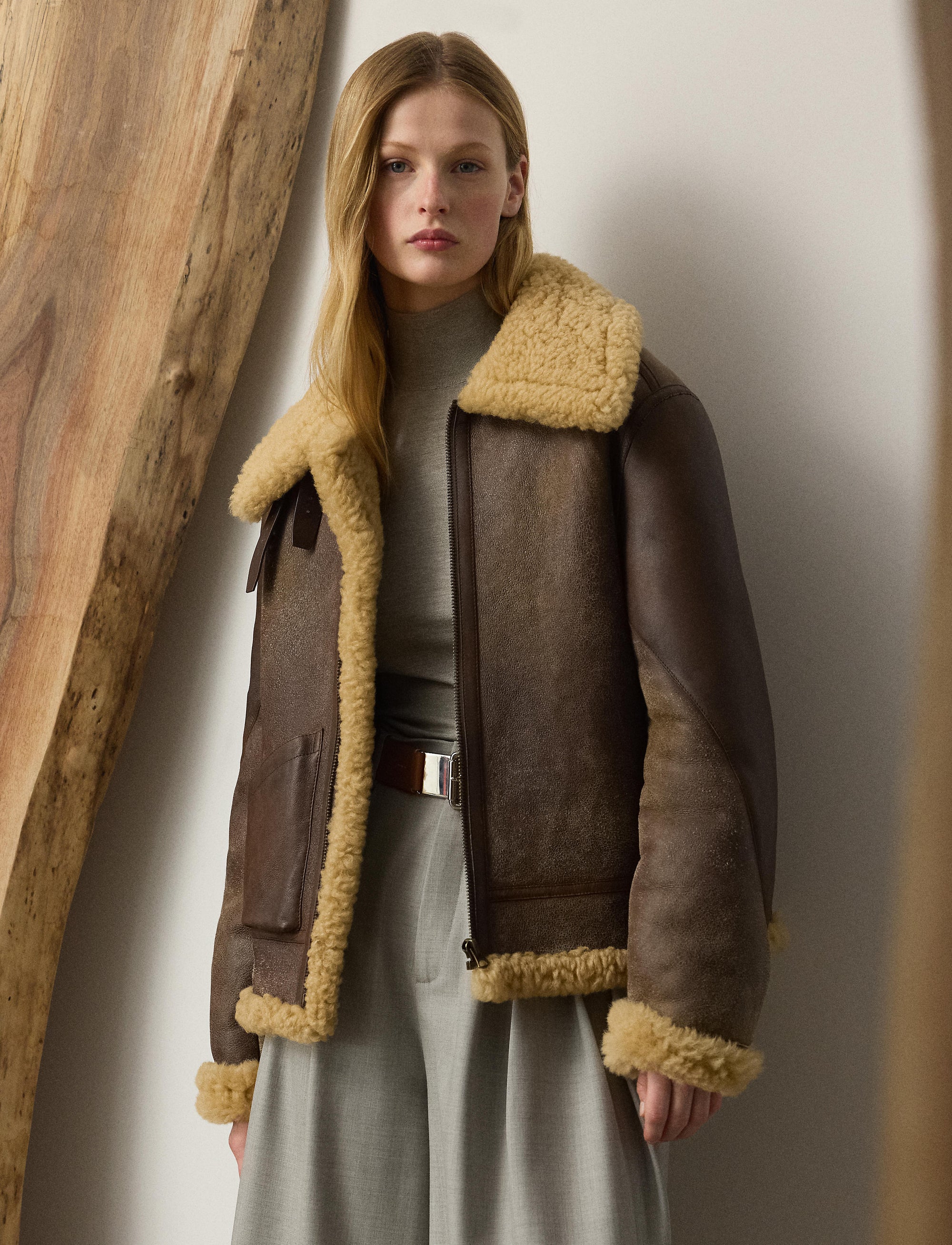 Manteau Reymond à double boutonnage en laine - Dark Toffee & Nutmeg