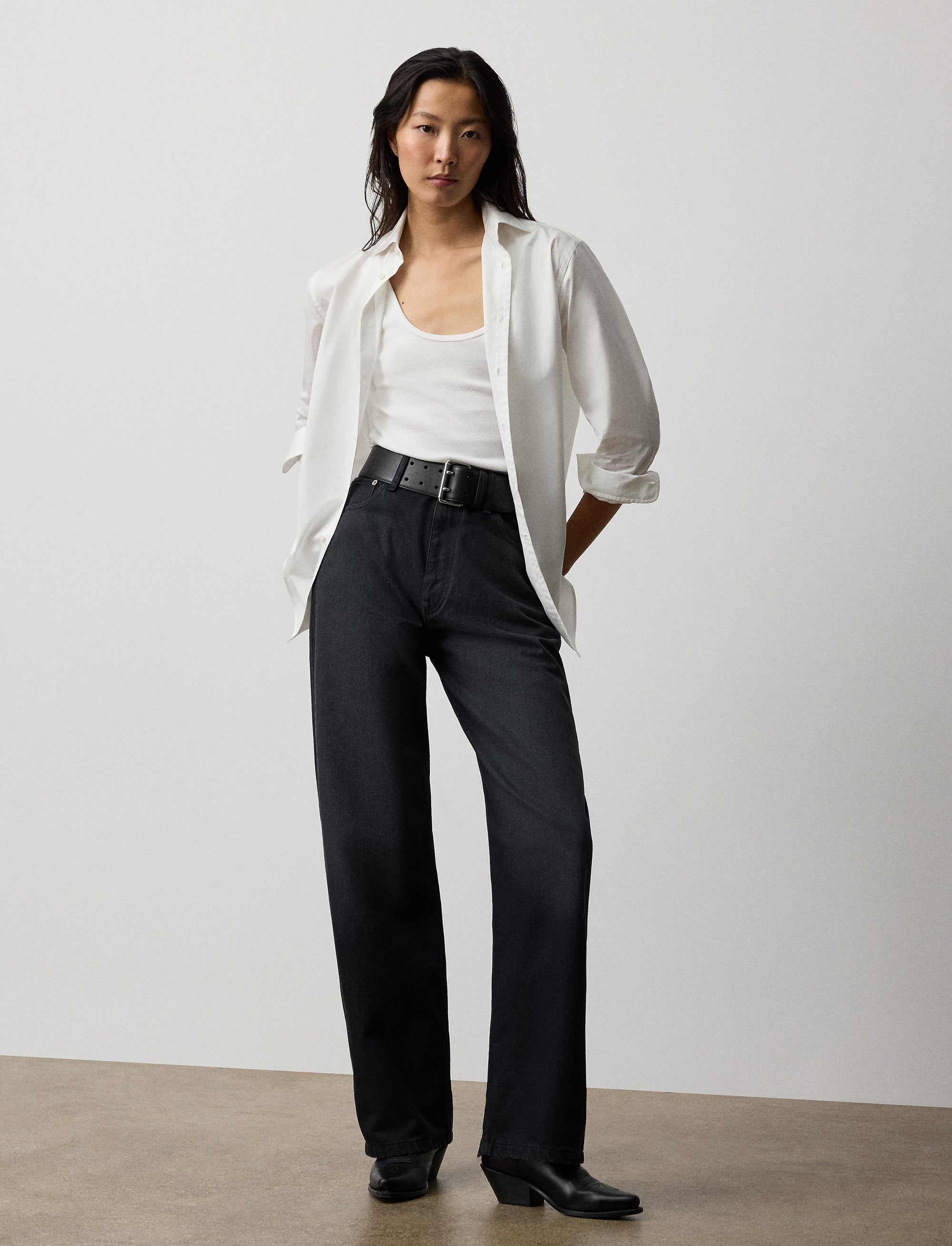 Pantalon droit taille haute - Noir