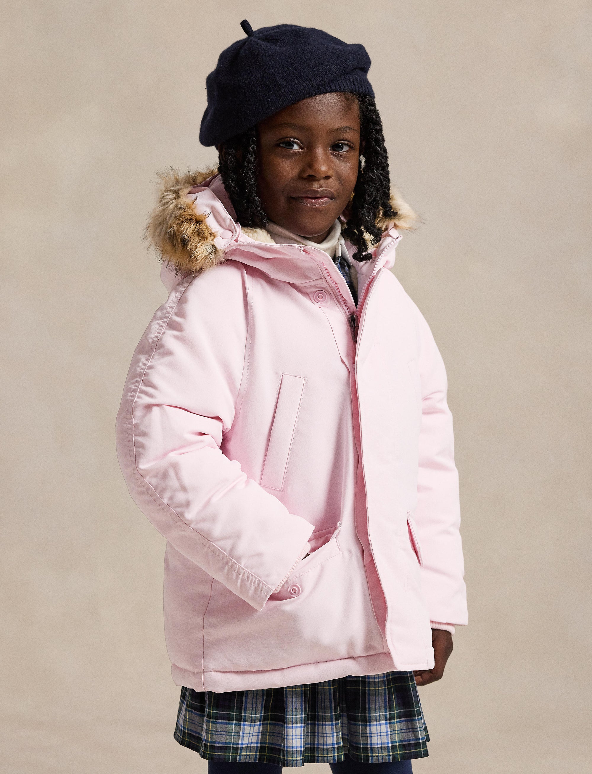 Faux fur down parka - Hint Of Pink
