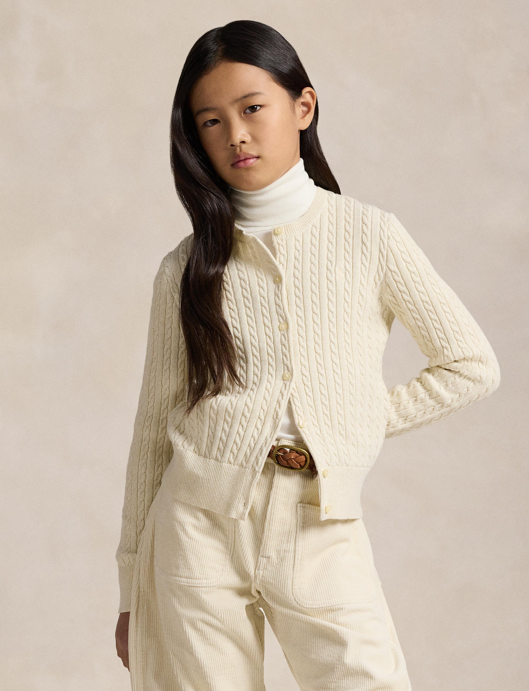 Cardigan métallisé à mini-torsades - Clubhouse Cream