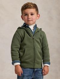 Sweat à capuche zippé en molleton - Mint Olive