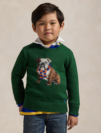 Pull motif chien en tricot intarsia - New Forest