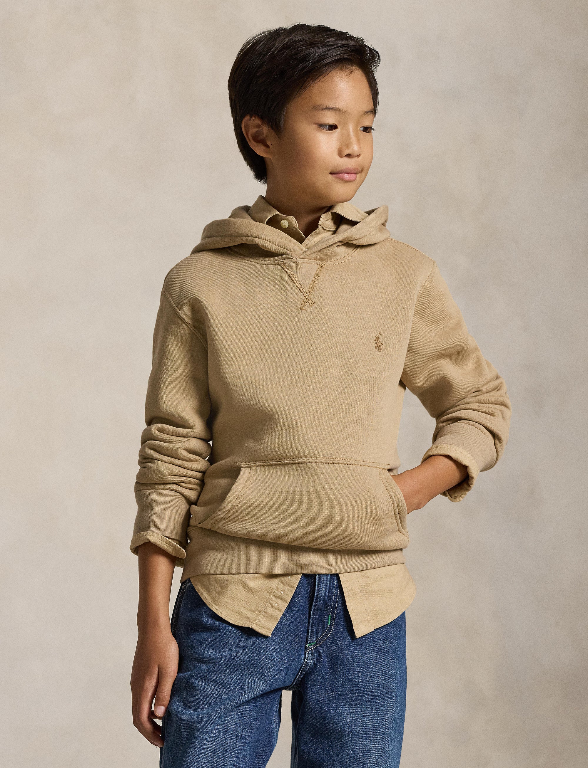 Sweat à capuche en molleton - Vintage Khaki