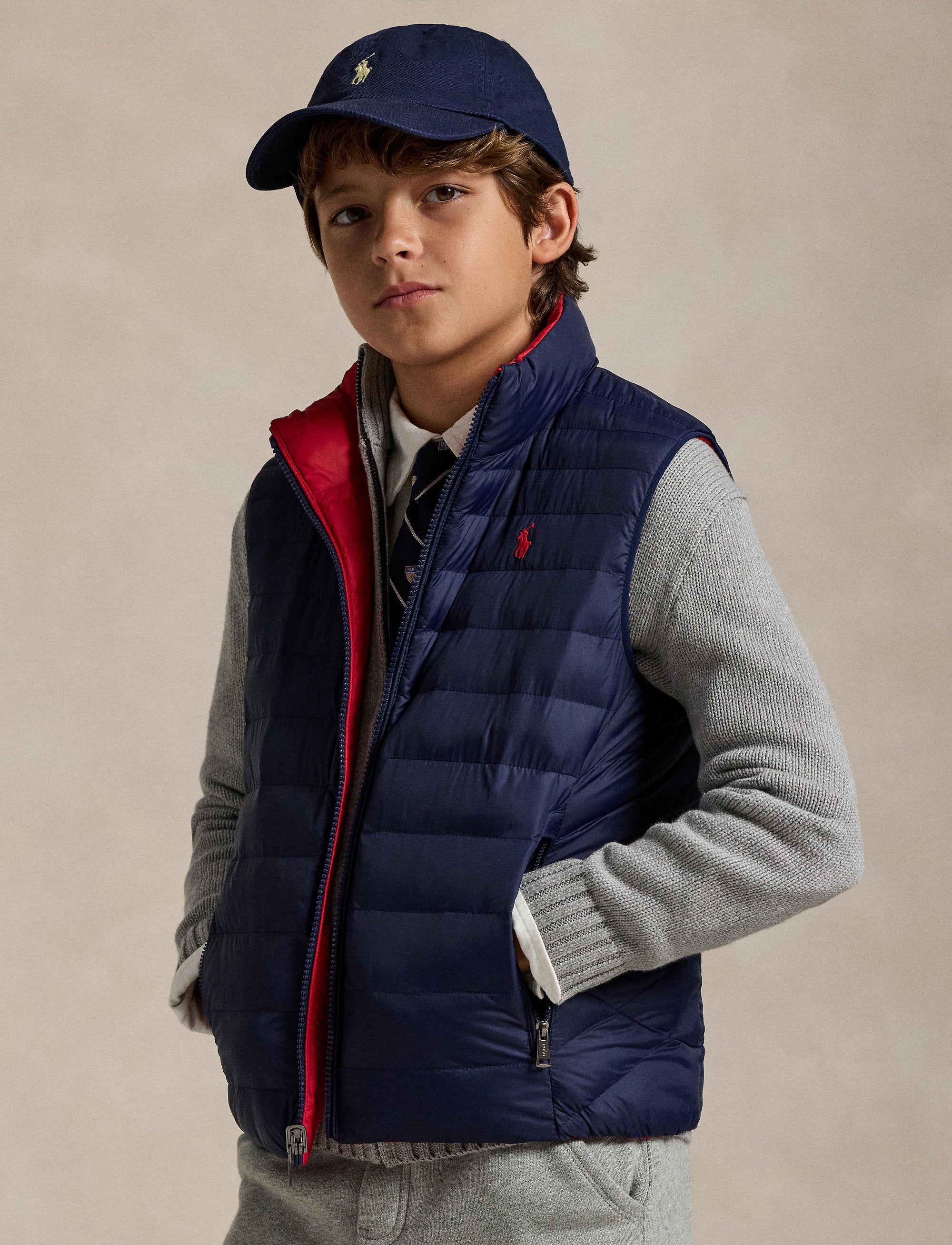 Gilet matelassé réversible P-Layer 2 - Newport Navy & Red