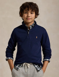 Pull demi-zippé en coton interlock - Refined Navy