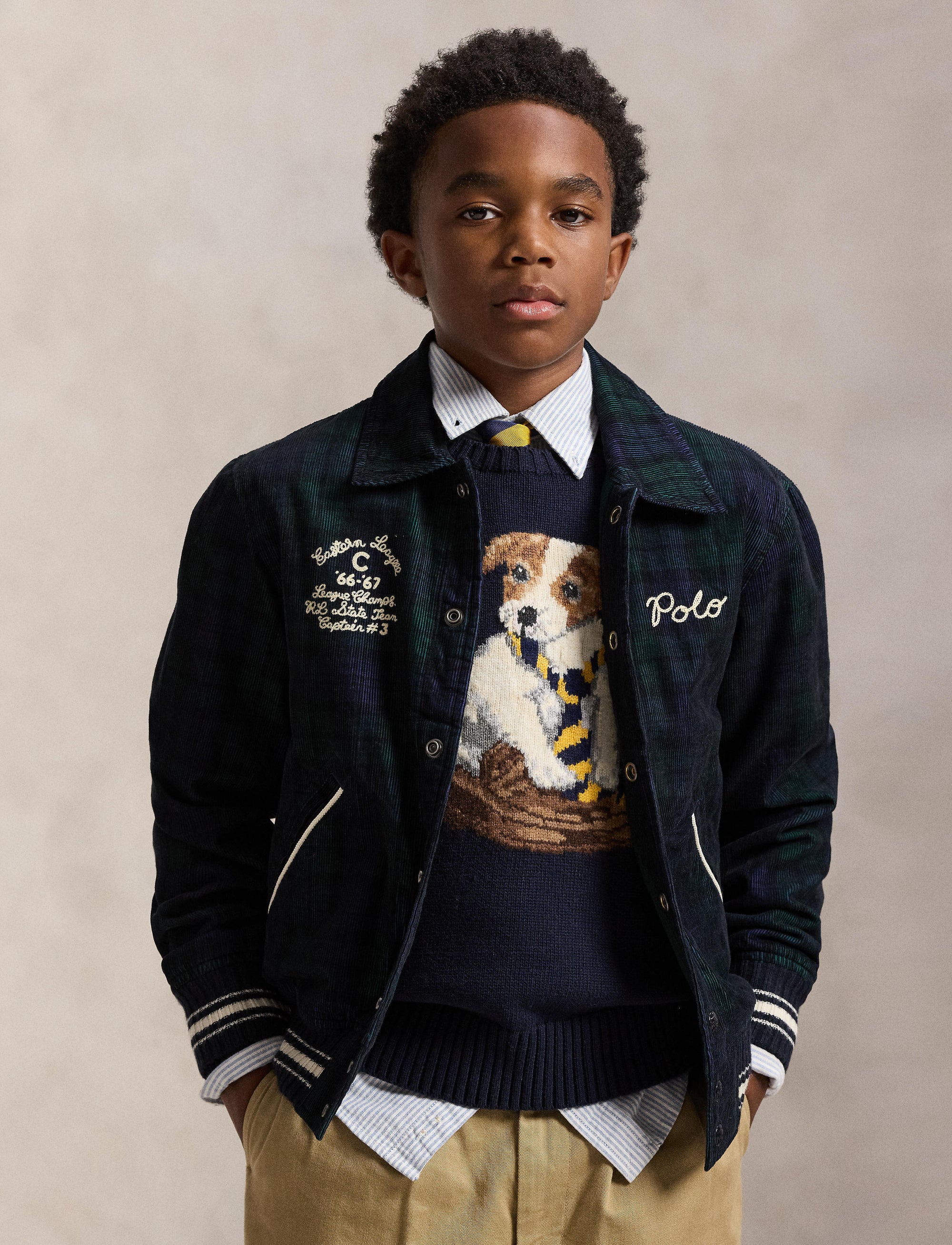 Corduroy tartan jacket - Navy, Pine & Multicolour