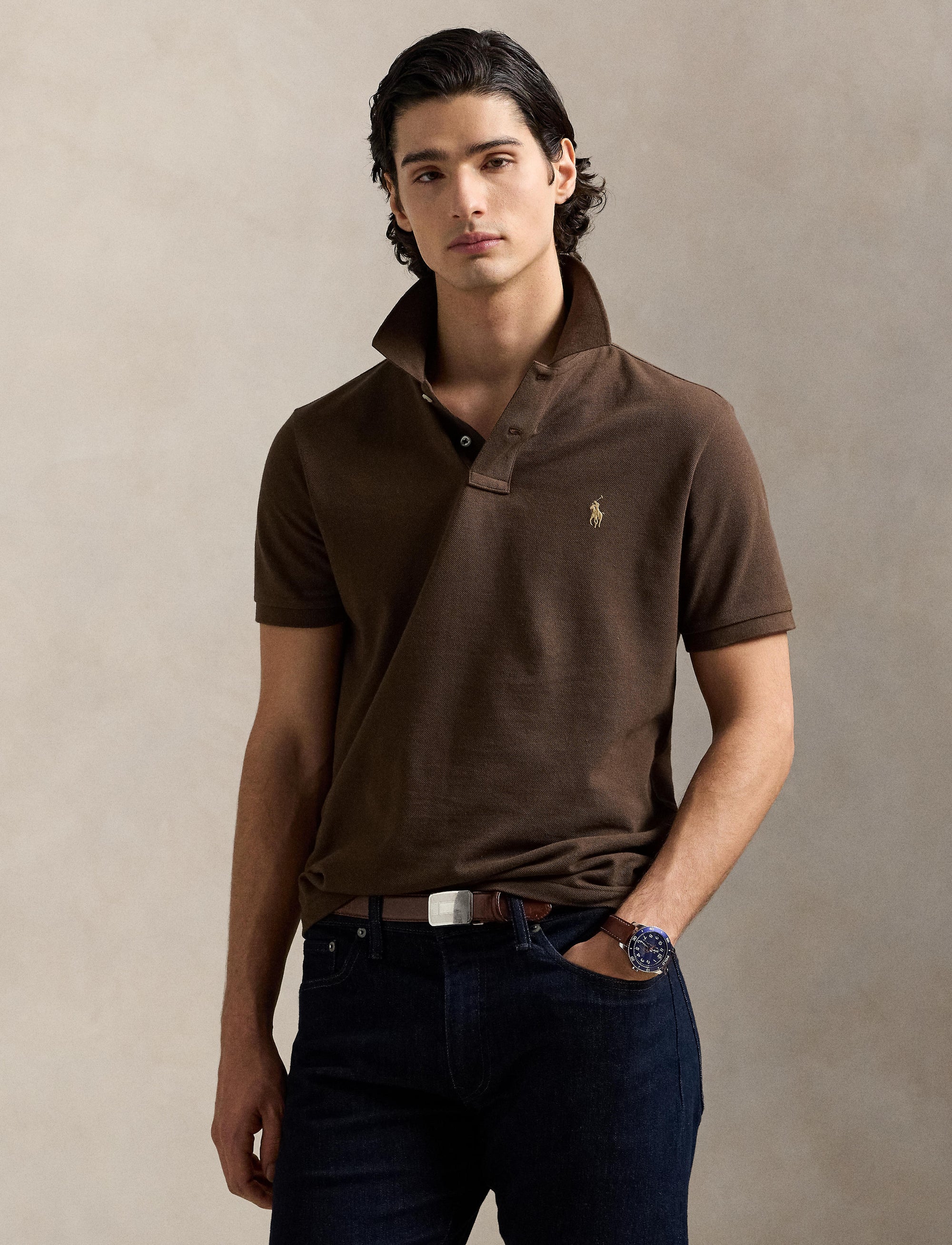 Polo coton piqué Slim Fit - Nutmeg Brown