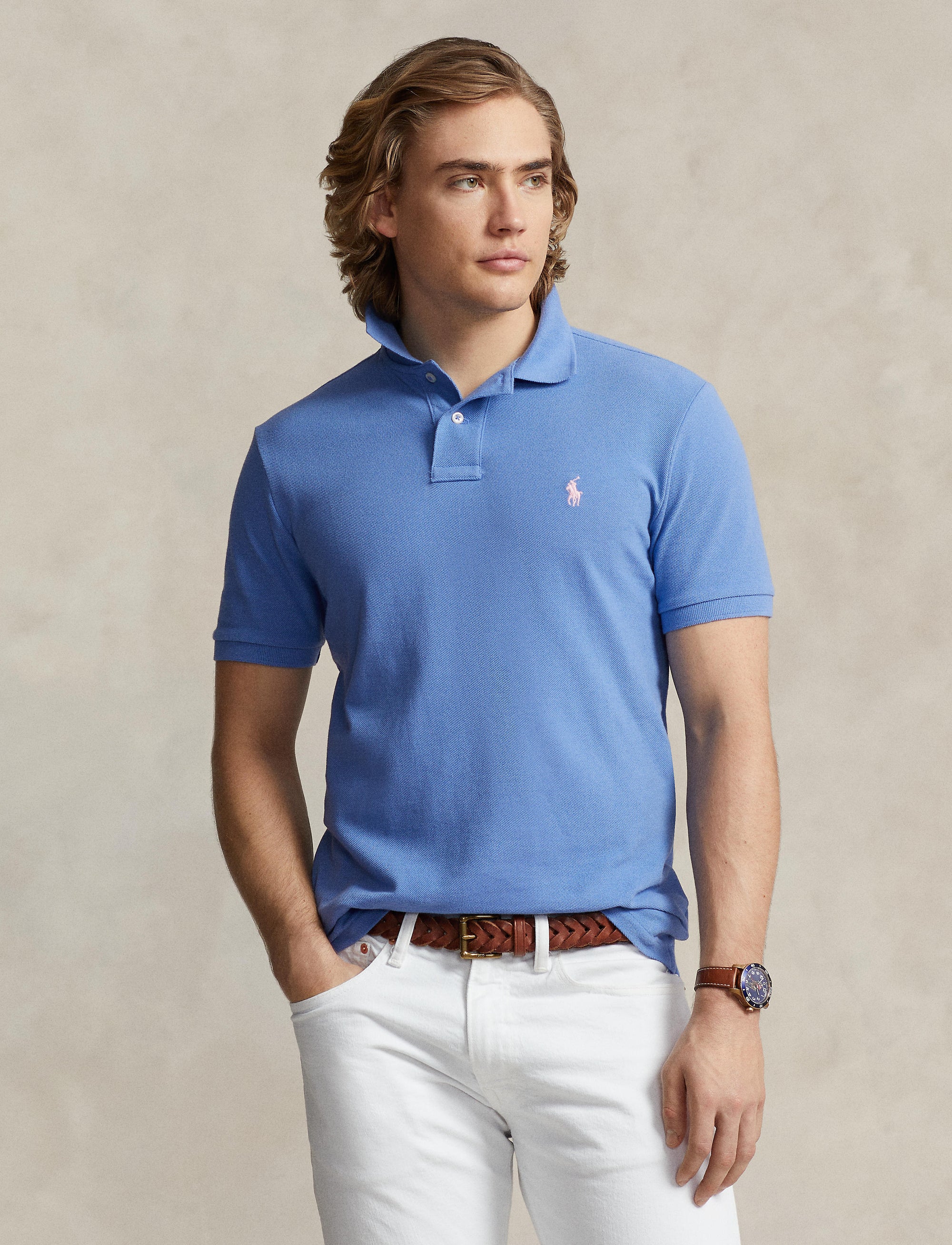 Polo coupe classique en coton piqué - New England Blue