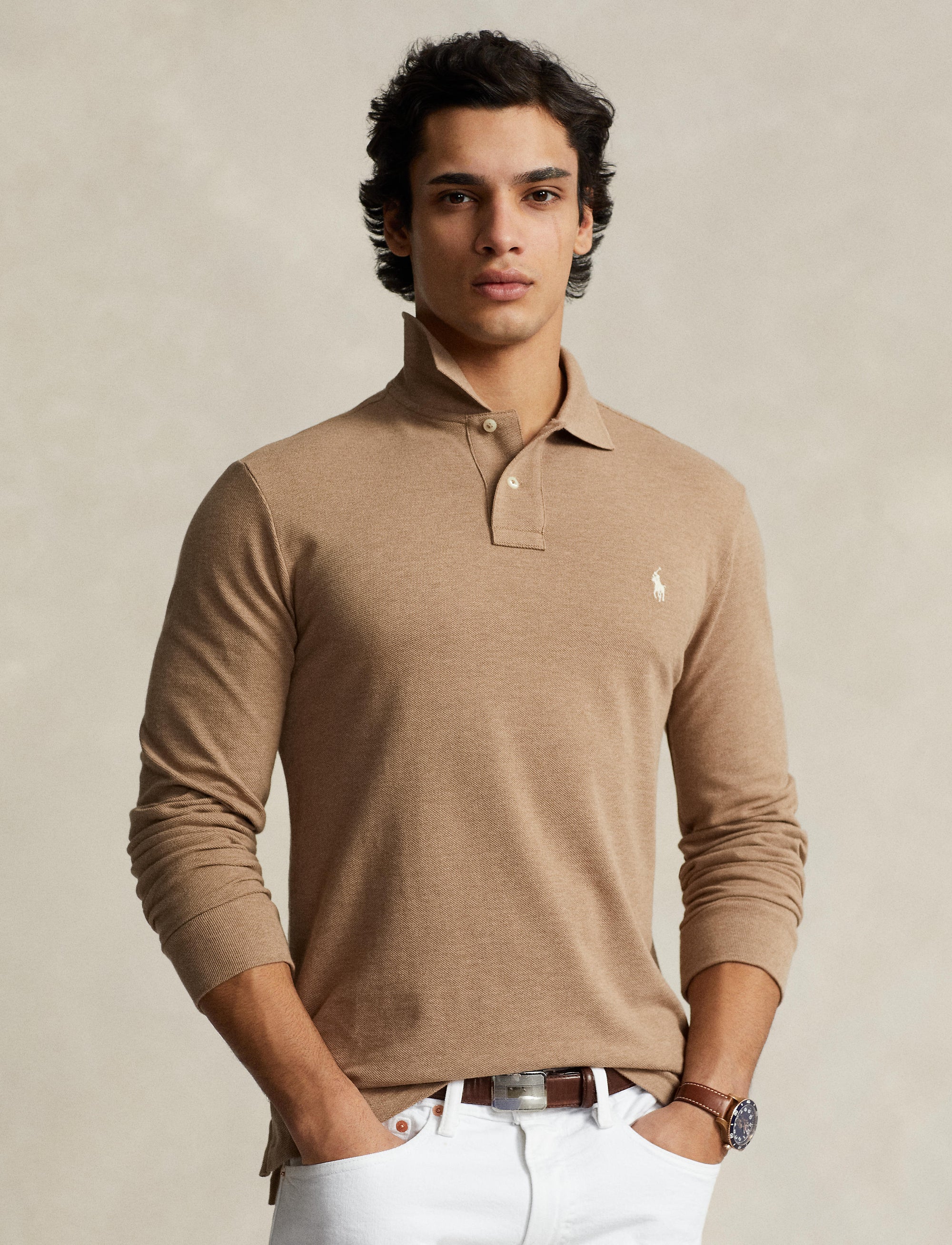Polo coupe ajustée en piqué - Grey Cloud Heather