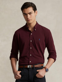 Ultra-lightweight piqué fitted shirt - Harvard Wine