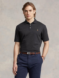 Polo en coton doux coupe ajustée - Black Marl Heather
