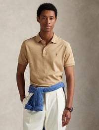 Polo en coton doux coupe ajustée - Classic Camel Heather
